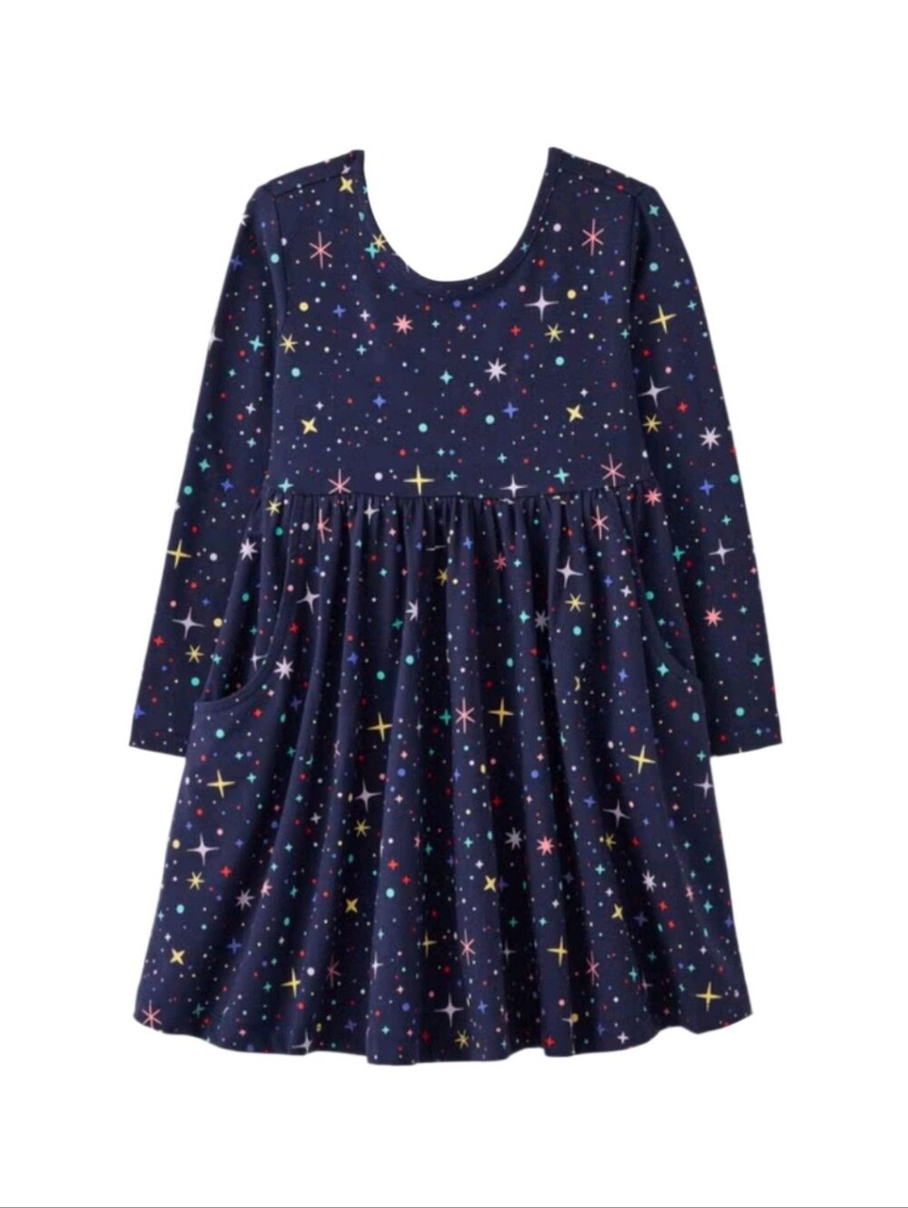Hanna Andersson Kids Dress Navy Blue Cotton Holiday Winter Fall Girls Size 3T 90